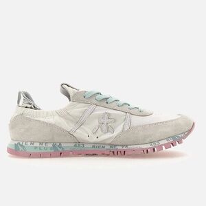 Premiata Women Shoes Size 8 39 Ice White Fabric And Suede Seand Sneaker